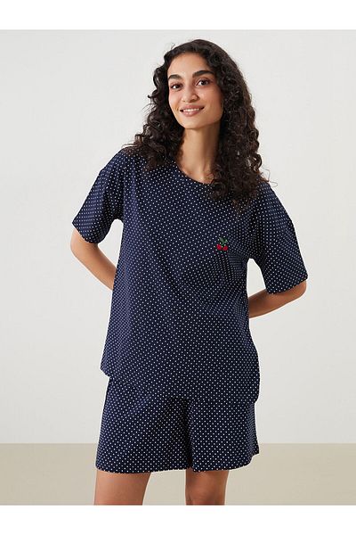 LC Waikiki Set de pijamale pentru femei cu decolteu rotund cu buline