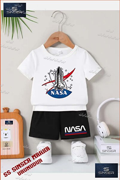 SS SİNSER Children's Unisex "Space Shuttle Nasa Logo In" Special Printed Crew...