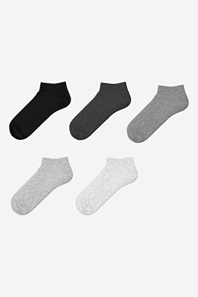 LC Waikiki , Set of short socks - 5 pairs, Black, Light gray melange, Dark gray, Size 36-38