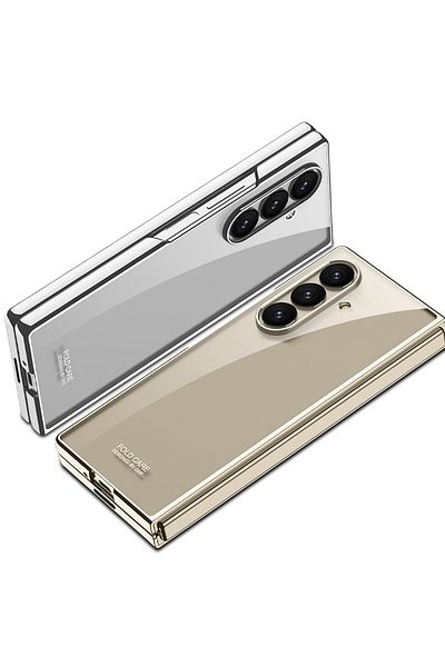 m.tk moveteck Samsung Galaxy Z Fold 7 Case Back Transparent Glass Edges Metallic Colorful Inlaid Titanium Gkk Cover