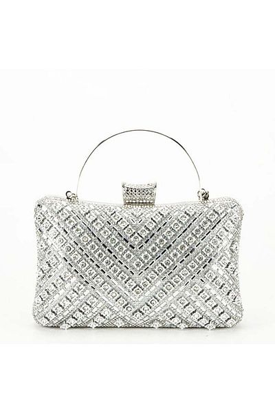 SOFILINE Geantă tip clutch argintie cu model 3D BYH-87900 06