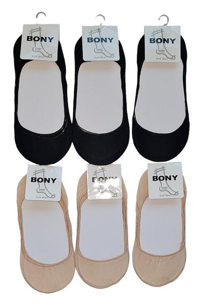 OEM Șosete scurte invizibile, set de 6 perechi, StarFashion, talpă respirabilă din bumbac, bej cu negru, OneSiz