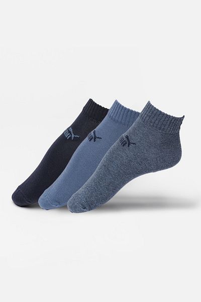 Puma Set de șosete scurte unisex din amestec de bumbac cu logo - 3 perechi, Albastru ultramarin, Gri pudră