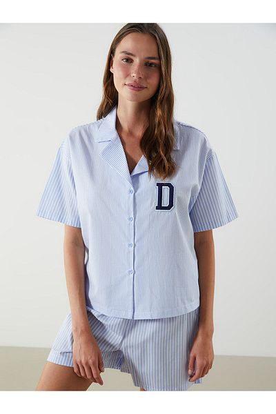 LC Waikiki Set de pijamale pentru femei cu guler de cămașă cu dungi