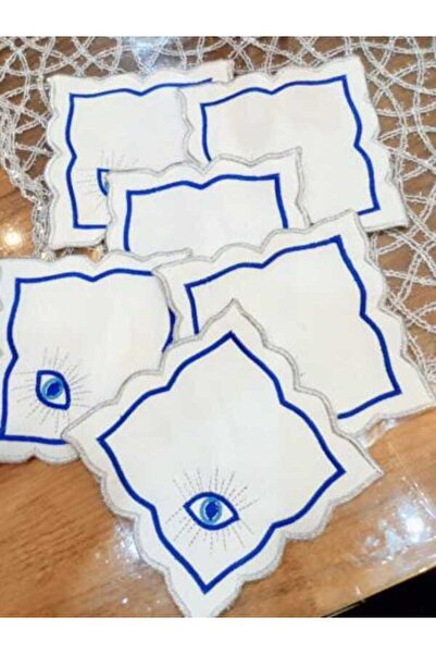 miras home 6 قطع من مناديل تقديم مفصلة على شكل عين الشر، منديل تقديم، منديل ك...