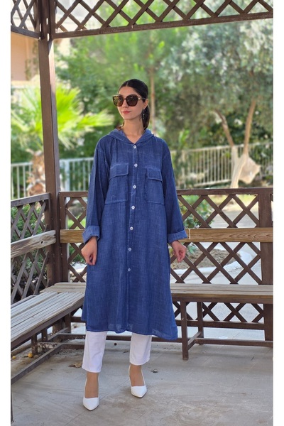 Henna Elisa keten salaş uzun gömlek