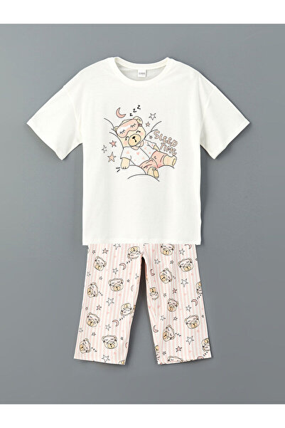 LC Waikiki Vizyon New Season Crew Neck Girls' Pajama Set