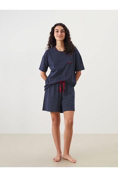 LC Waikiki Set de pijamale pentru femei cu decolteu rotund cu buline