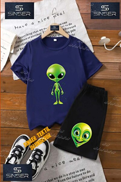 SS SİNSER Kids Unisex “Alien Green Standing“ Custom Printed Crew Neck T-Shirt...
