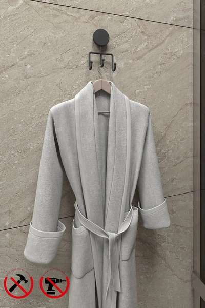 Egem Home Mat Siyah Üçlü Havlu Askısı Banyo ve Mutfak Askısı Yapışkanlı Veya ...