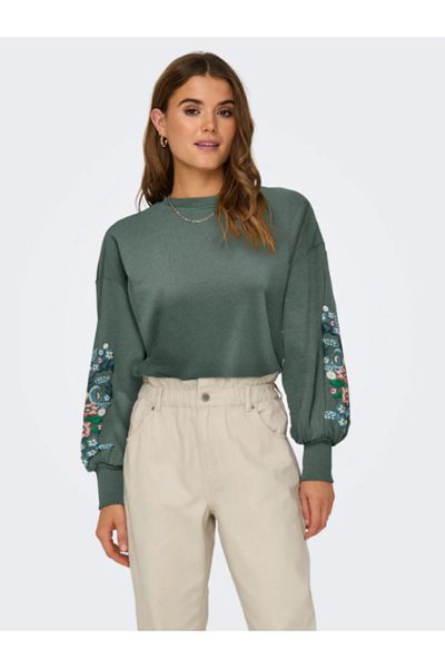 ONLY Onlbrooke L/S O-Neck Flower Swt Noos Women's Sleeves Floral Pattern Sweat