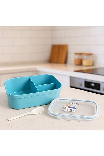 AREEN لانش بوكس مقسم بثلاث اقسام بمقاسات مناسبة للوجبات، مضاد للتسرب خالي من BPA