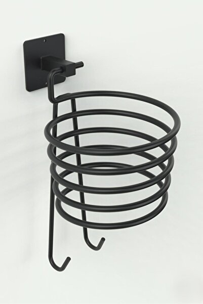 Egem Home Siyah Fön Makinası Askısı Saç Kurutma Makinesi Tutacağı Yapışkanlı