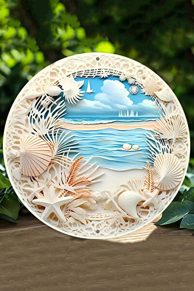 kutuTR Deniz Kabuklu 3D UV Baskılı 3D GÜRÜNÜMLÜ MDF Duvar Süsü – DT059
