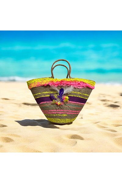 AYŞE SERHOŞOĞLU HOME DESİGN Straw Bag, Beach Bag, Designer Bag, Colorful Handbag
