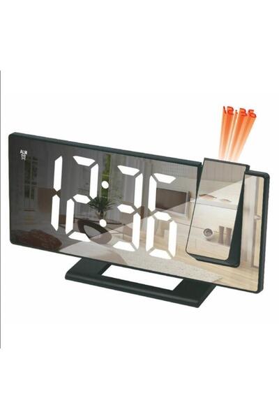 sgeteknoloji PROJEKSİYONLU AYNALI ÇOK FONKSİYONLU DİJİTAL MASA SAATİ YANSITMALI IŞIKLI SAAT