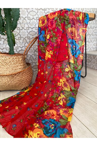 Bohemian Large Size Organic Cotton 1758077 Pareo Shawl Red/Green 1758077