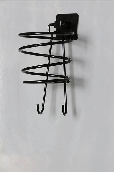 Egem Home Siyah Kare Yapışkanlı Fön Makinesi Askısı Saç Kurutma Makinesi Tuta...