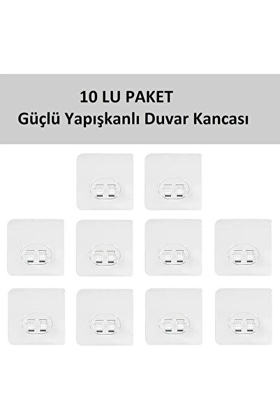 Egem Home 10 lu Güçlü Kendinden Yapışkanlı Kancalar Köşe Rafı Banyo Rafı Duş Rafı Kancası, Su Geçirmez Askı