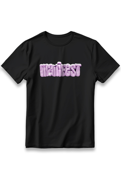 EZG Business تي شيرت بشعار مجموعة Manifest مطبوع للجنسين مصنوع من نسيج قطني 1...