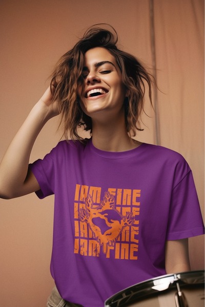 ArtYus TRIOCĂ CU MÂNĂ SCURTĂ CU GÂRĂ ROTUNDĂ IMPRIMATĂ I AM FINE PENTRU BĂRBA...