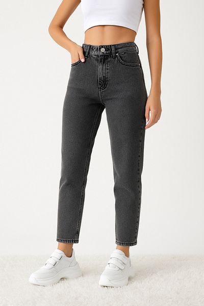 DELDNM Evla Anthracite Smoked Women's Mom Jean High Waist Lycra Cotton Jeans