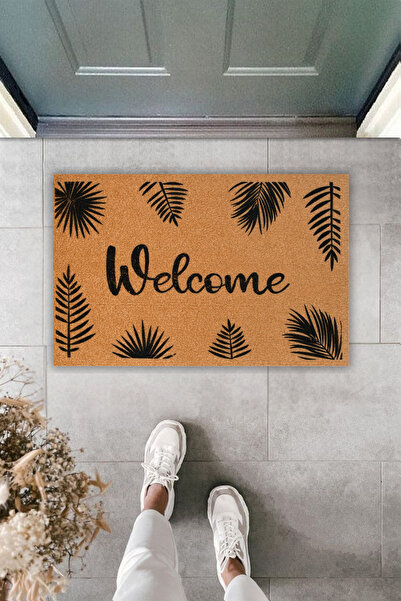 Dormot Home ممسحة متينة حديثة - ممسحة باب بنمط أوراق الشجر مقاس 70 × 45 سم