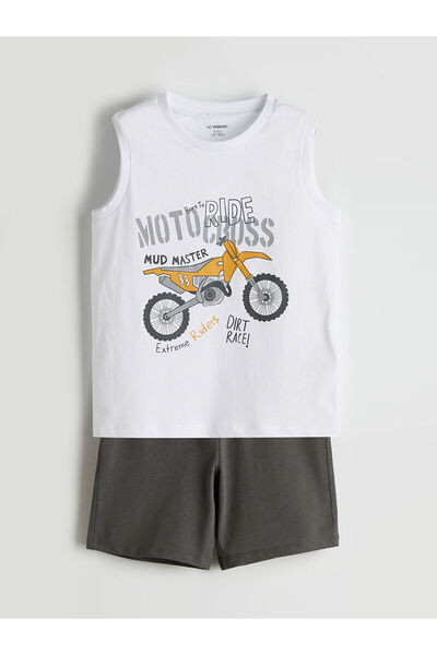 LC Waikiki New Season Printed Boys' Singlet and Shorts 2-Piece Set - S5Mu06Z1