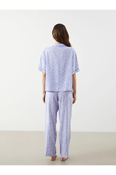 LC Waikiki LCW DREAM Mor Gömlek Yaka Desenli Kadın Pijama Takımı