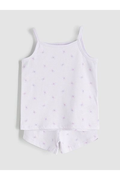 LC Waikiki Butterfly Printed Baby Girl Tank Top and Shorts 2-Piece Set