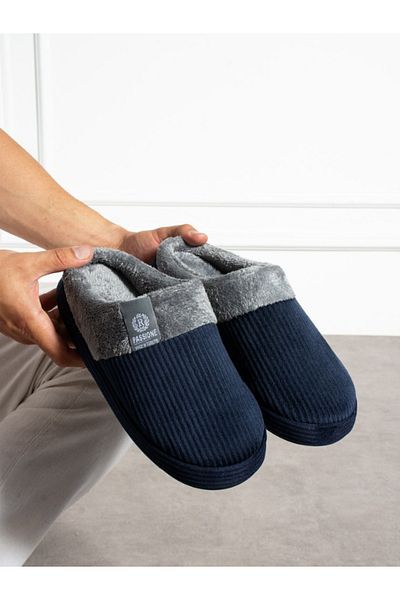 STOCON Papuci de casă pentru bărbați din țesătură din velur, confortabili, căptușiți cu blană, cu talpă moale, papuci de căsătorie Stc1125