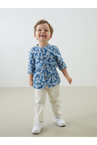 LC Waikiki Nevavm Farkıyla Hakim Collar Baby Boy Shirt and Pants 2-Piece Set
