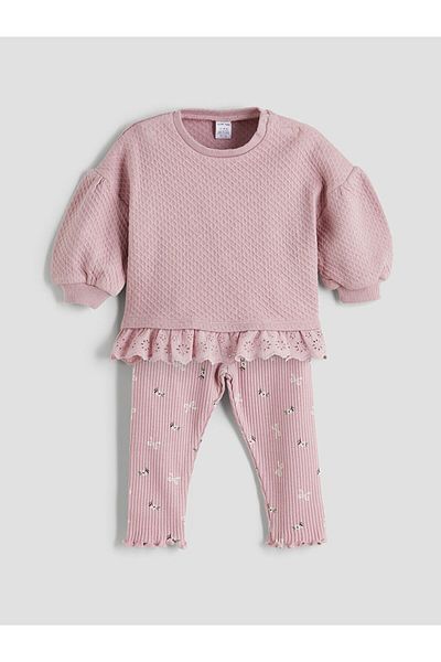 LC Waikiki Baby Girl Sweater and Leggings with Ribbon Detail 2 Pack