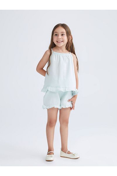 LC Waikiki Embroidered Girl's Blouse and Shorts 2-Piece
