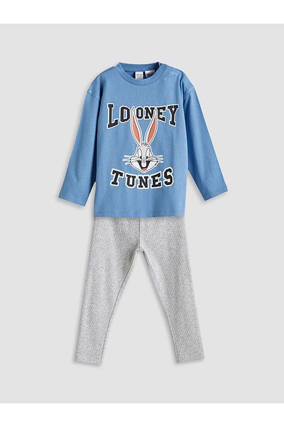 LC Waikiki Crew Neck Printed Baby Boy T-Shirt and Pants 2-Piece