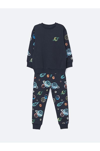 LC Waikiki Crew Neck Printed Baby Boy Tracksuit Set