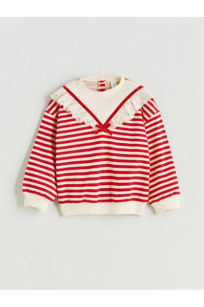 LC Waikiki Crew Neck Striped Girls' Sweatshirt and Leggings Set of 2