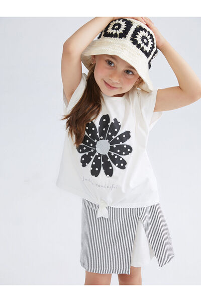 LC Waikiki New Season Floral Girl's Blouse and Short Skirt 2-Piece Set - S5Nb...