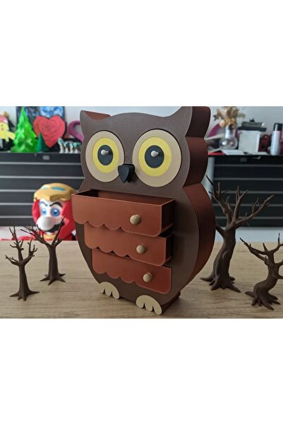 BaBaWoSs صندوق مجوهرات Night Owl / درج تخزين فني عالي الجودة