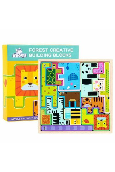 sallma Montessori 3D tetris game with wooden animals