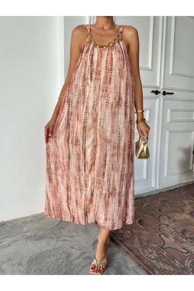 Swass Batik Patterned Dress with Metal Accessory Detail