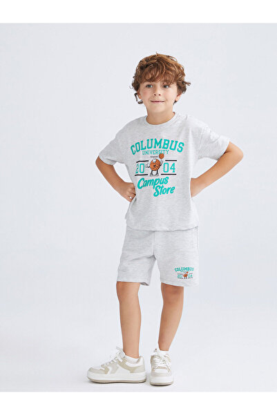 LC Waikiki New Season Crew Neck Printed Boys T-Shirt and Shorts 2-Piece Set -...