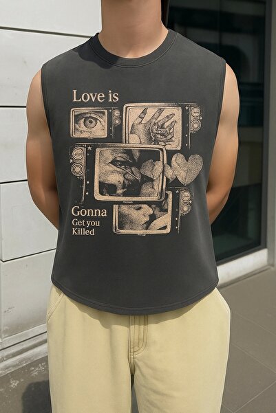 1blood Dragostea te va ucide Tricou vintage unisex oversized, lavabil, cu dec...