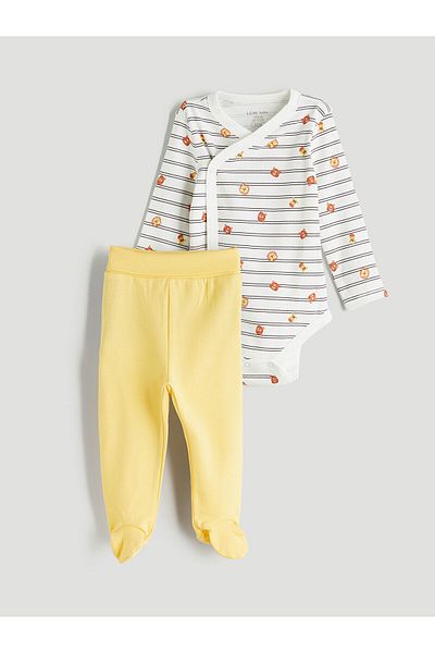 LC Waikiki V-Neck Baby Boy Snapback Bodysuit and Pants 2-Pack