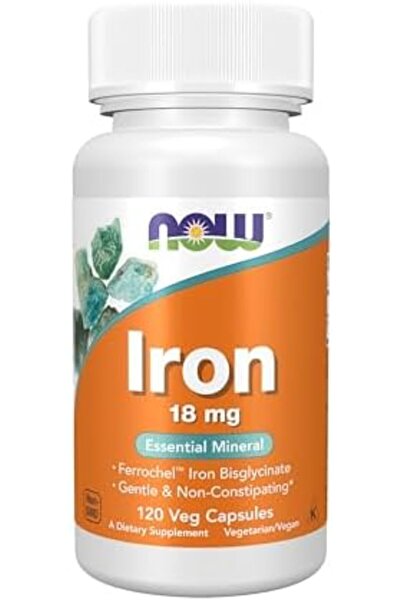 Now Foods, Iron, 18 mg, 120 Vegetarian Capsules