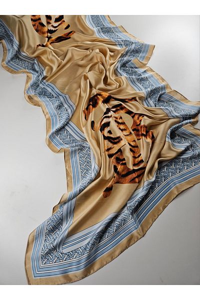 Webinay Home B Pattern Tiger Imported Silk Voile Shawl Scrafs Hijab