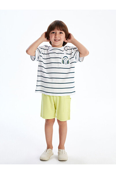 LC Waikiki تيشيرت وقميص للأولاد مخطط للموسم الجديد مكون من قطعتين - S5FP94Z1