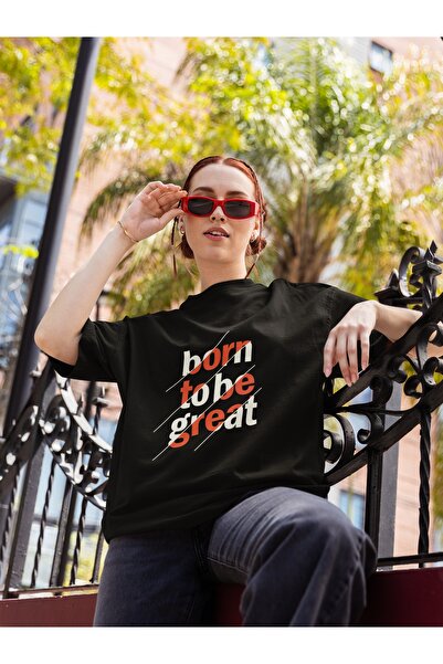 ArtYus Unisex Bărbați/Femei Born To Be Great Colorat cu imprimeu supradimensi...