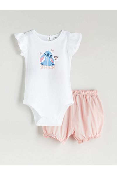LC Waikiki Printed Baby Girl Snapback Bodysuit and Shorts 2 Pack