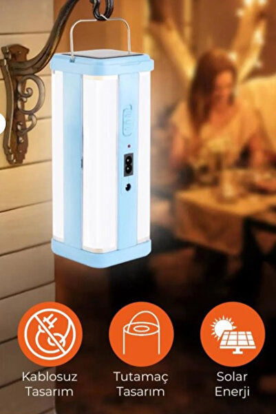 CİYU TİCARET Güneş Enerjili Şarjlı Işıldak 4 Led Panelli El Feneri Acil Durum...